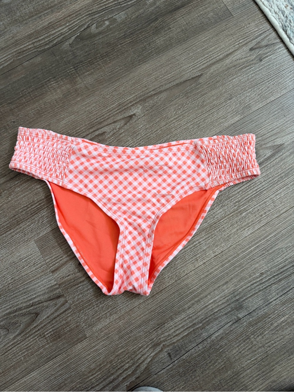 Time and Tru Coral Gingham Bikini Bottoms size large